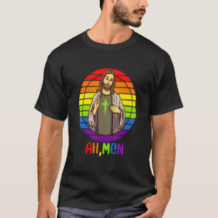 Camiseta Ah Men Orgulho gay Rainbow Flag Lgbtq Coisas Jesus