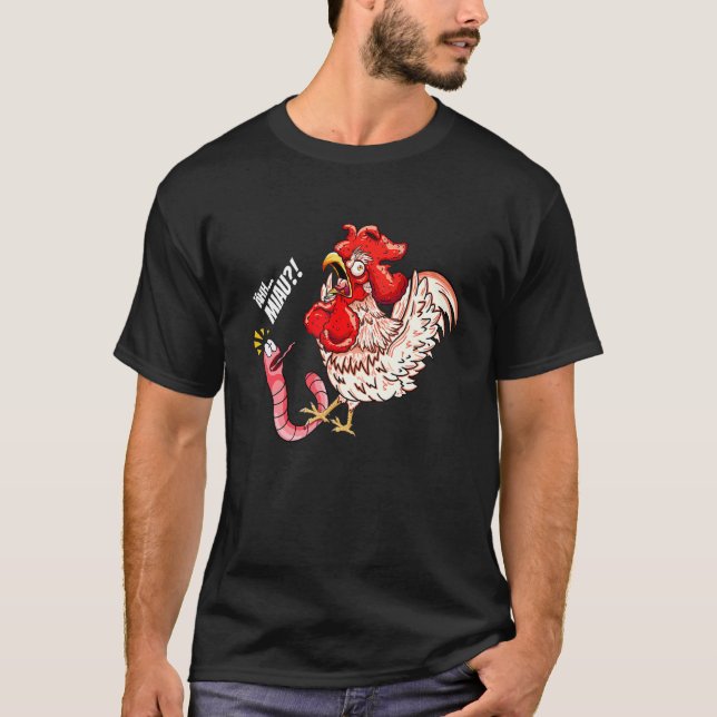 Camiseta Ah Miow Worm Chicken Cat Dizendo (Frente)
