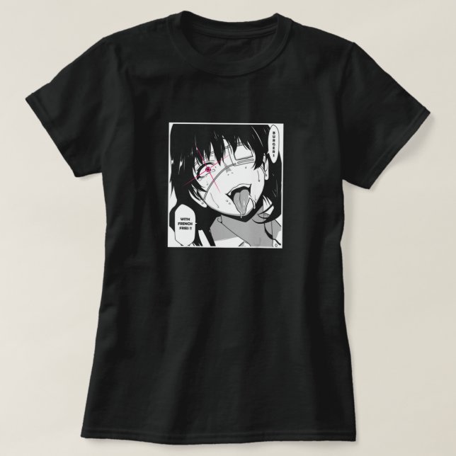 Camiseta Ahegao T Shirt nurse costume face Anime Funny (Frente do Design)