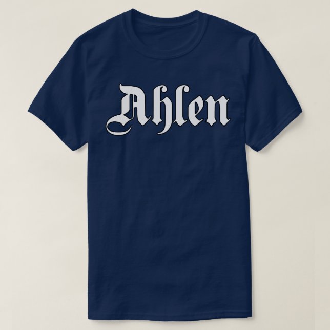 Camiseta Ahlen escrito com fonte gótica (Frente do Design)