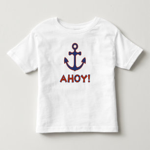 Camiseta AHOY! Design de Bóia + Âncora Vermelho+Azul