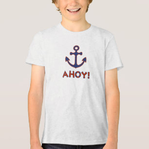 Camiseta AHOY! Design de Bóia + Âncora Vermelho+Azul