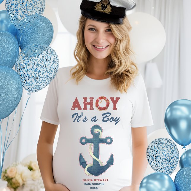 Camiseta Ahoy é um convite para Chás de fraldas de menino (Criador carregado)