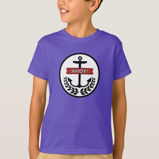 Camiseta Ahoy - Mãos Básicas das Crianças Conforto sem Etiq (Frente)
