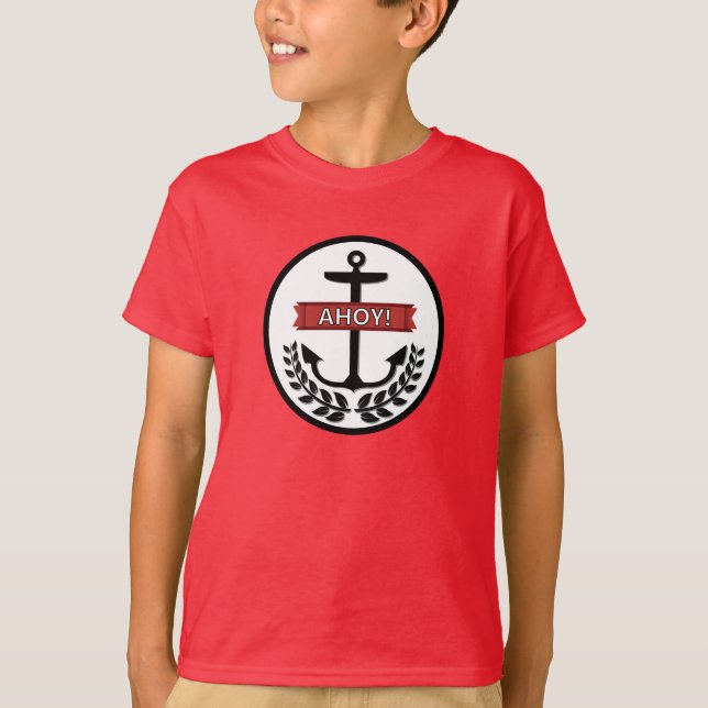 Camiseta Ahoy - Mãos Básicas das Crianças Conforto sem Etiq (Frente)