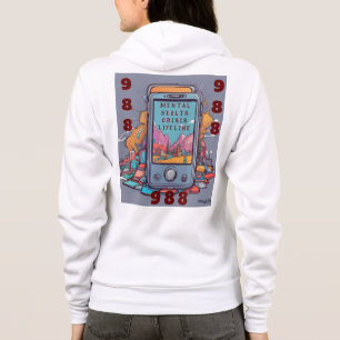 Camiseta AI 988 Crise de Saúde Mental Zipper Hoodie