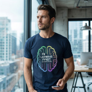 Camiseta AI aprende rápido - Futurística Design de cérebro 