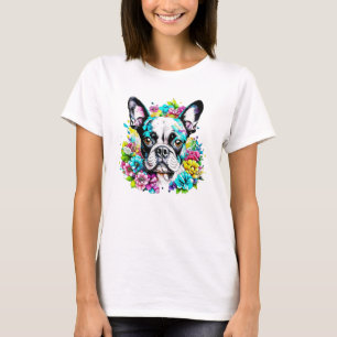Camiseta Ai Boston Terrier cercado por Flores