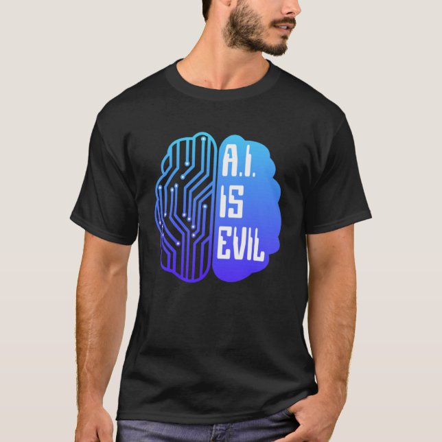 Camiseta AI É Inteligência Artificial do Cérebro da Mau Tec (Frente)