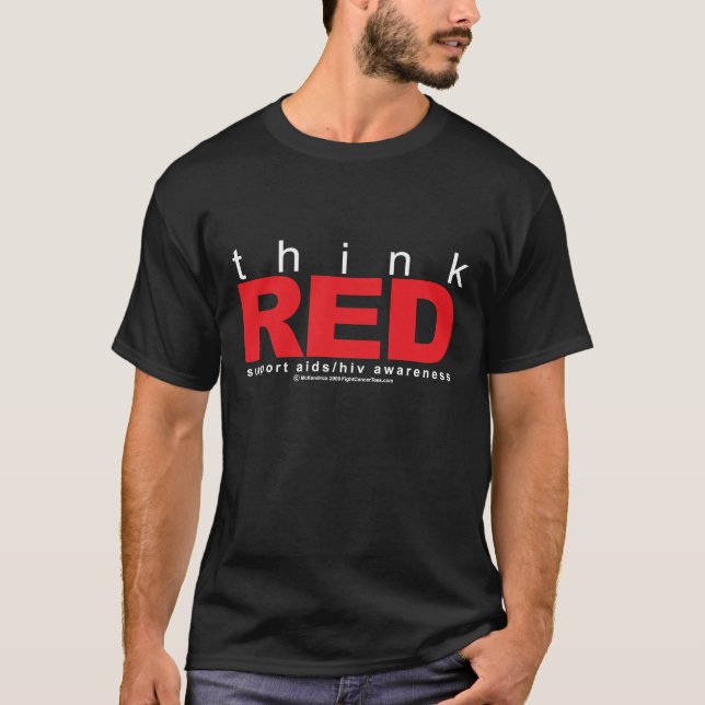Camiseta AIDS/HIV pensam o vermelho (Frente)