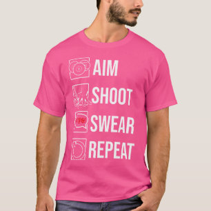 Camiseta Aim Shoot ou Repetir Jogador de Bilhar de Piscina