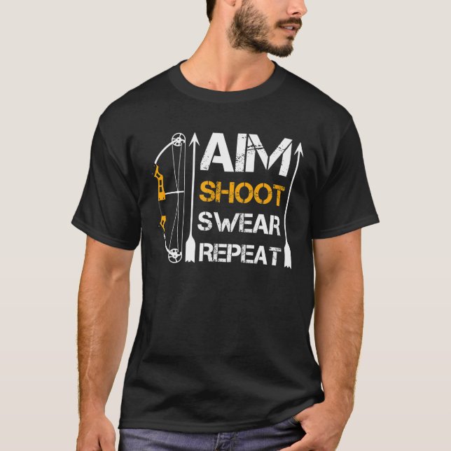 Camiseta Aim Shoot Swear Repetir Arranjo de Arqueação (Frente)