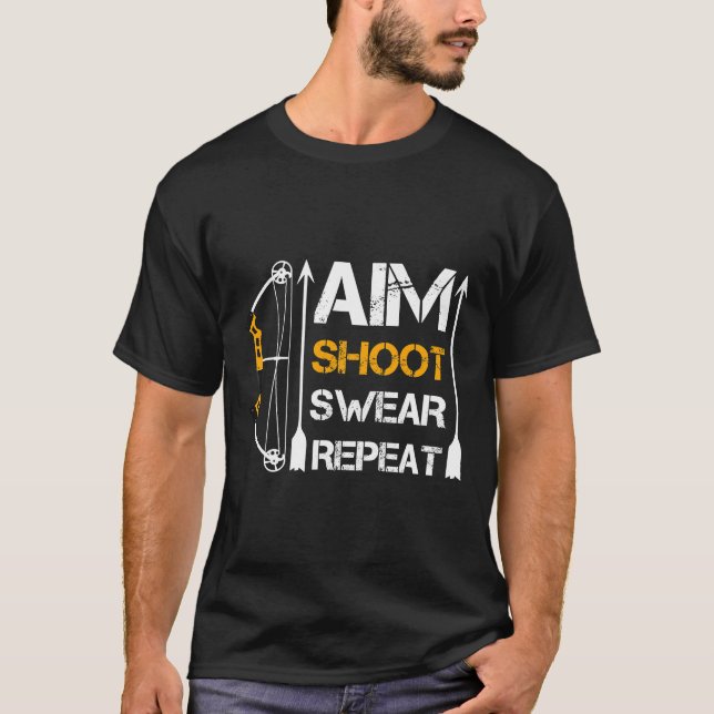 Camiseta Aim Shoot Swear Repetir Arranjo de Arqueação (Frente)