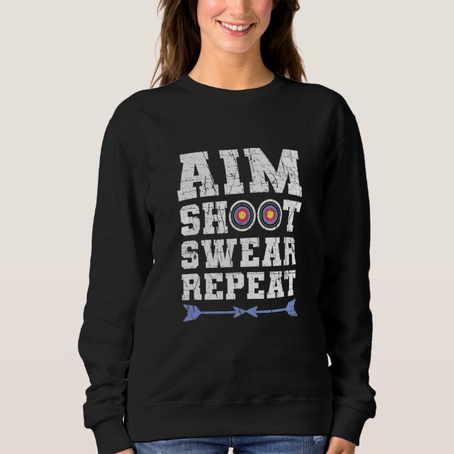 Camiseta Aim Shoot Swear Repetir Bowhuning E Archery (Frente)
