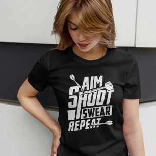 Camiseta Aim Shoot Swear Repetir - Jogador Dart
