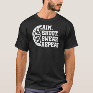 Camiseta Aim Shoot Swear Repetir Jogador de Dart Darts Bull