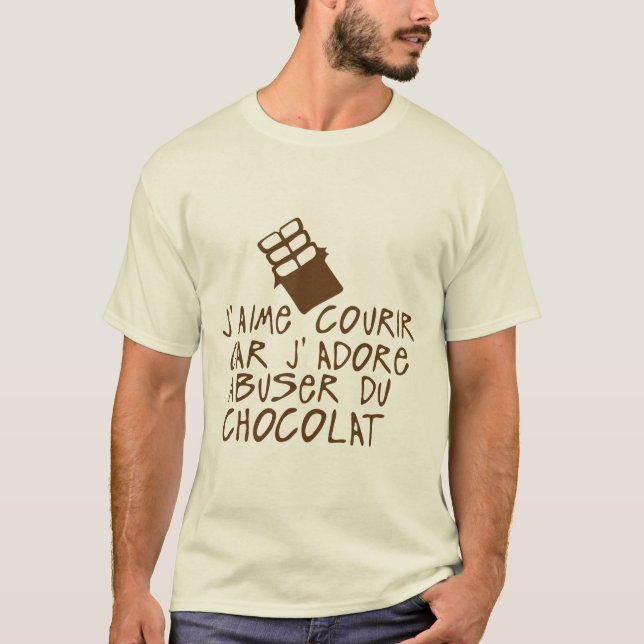 Camiseta aime courir adore abuser chocolat citation (Frente)
