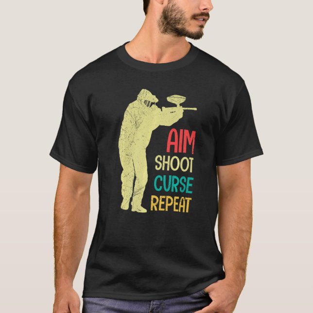 Camiseta Aiming Shoting Jurando Novamente Paintball (Frente)