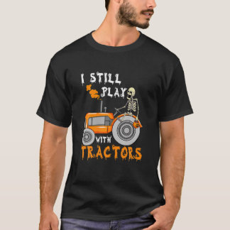 Camiseta Ainda Engraçado Brincar Com Tratores Skeleton Farm