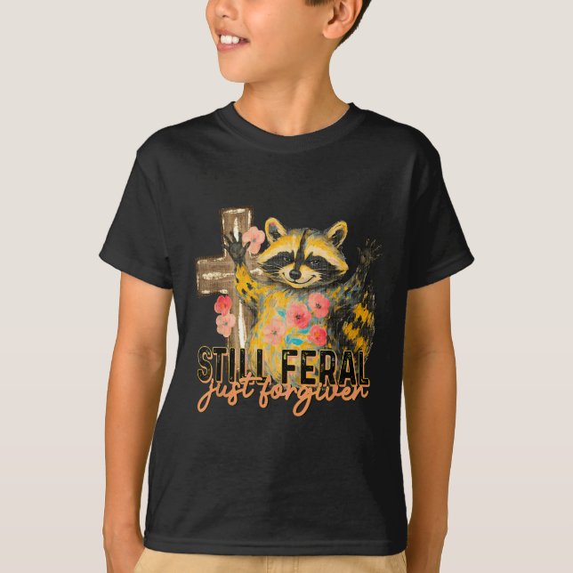 Camiseta Ainda Feral Apenas Perdoado Cruz Cristã Vintage (Frente)