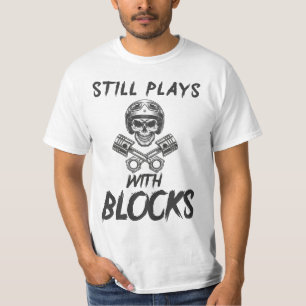 Camiseta Ainda joga com blocos Bloco de motores mecânicos