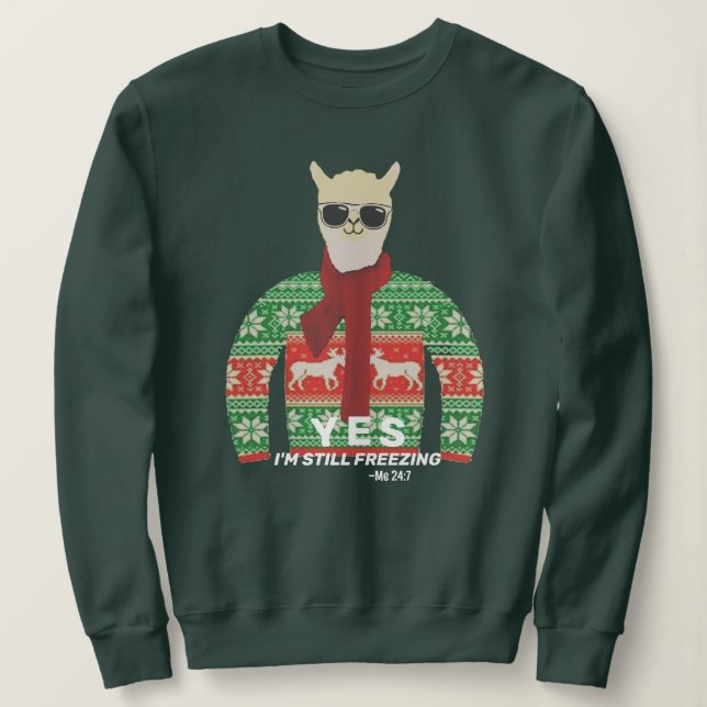 Camiseta Ainda sou Congelando doce de Natal feio, Llama (Frente do Design)