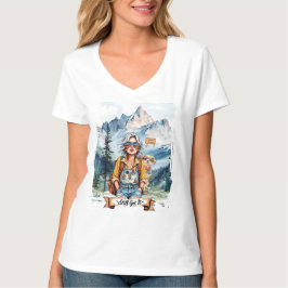 Camiseta Ainda tem o jeito! Senhora hippie boho a caminhar