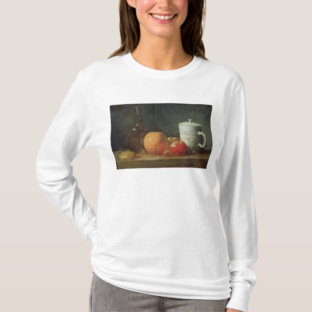 Camiseta Ainda vida com a garrafa da fruta e de vinho (Frente)