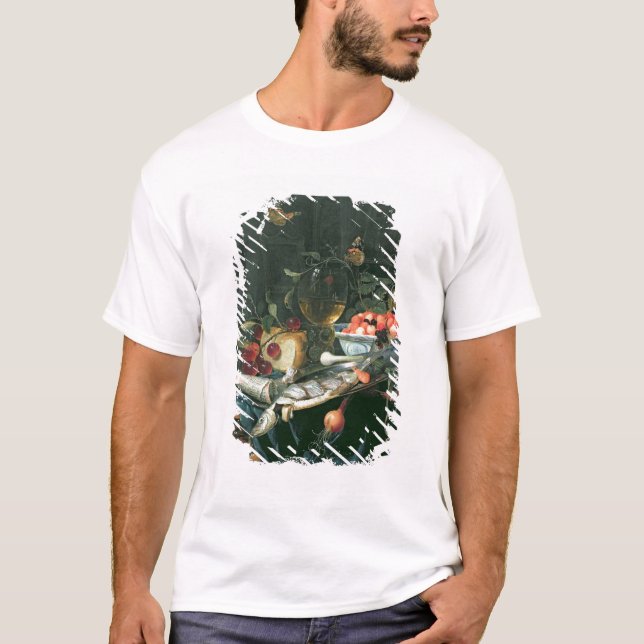 Camiseta Ainda vida com bandeja dos peixes (Frente)