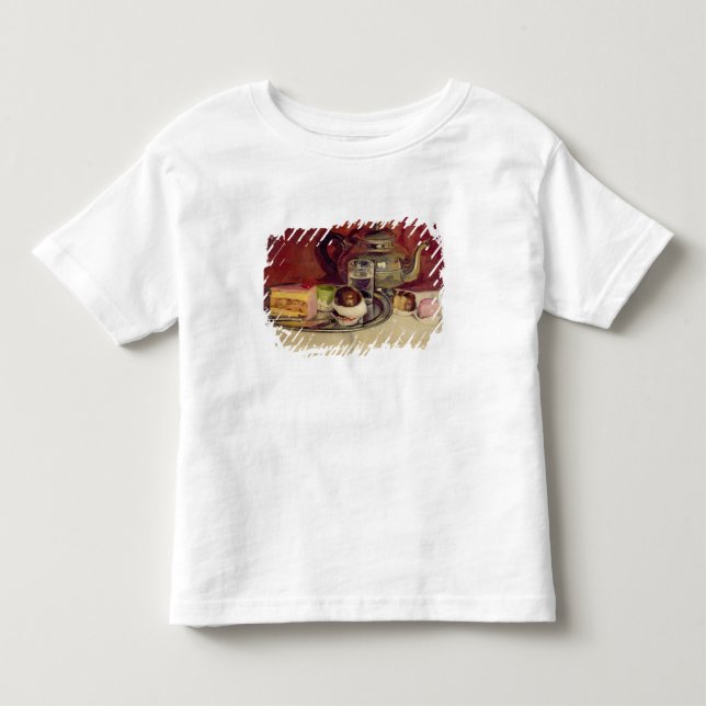 Camiseta Ainda vida com bolos e um bule da prata (óleo (Frente)