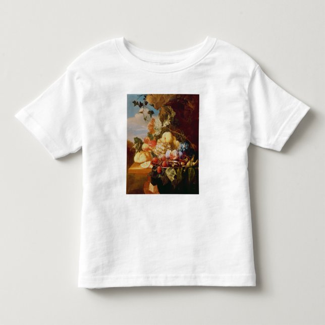 Camiseta Ainda vida com fruta e flores (Frente)
