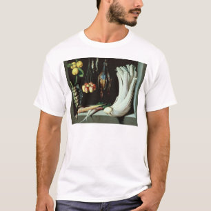 Camiseta Ainda vida com pássaros inoperantes, fruta e