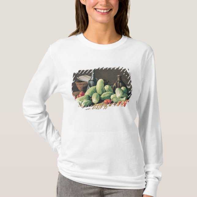 Camiseta Ainda vida com pepinos e tomates (Frente)