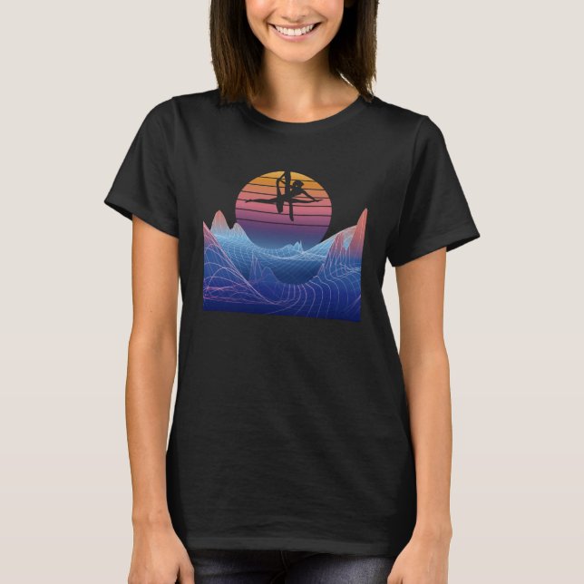 Camiseta Air Acrobatic Vaporwave Sunset Trapeze Aerial Yoga (Frente)