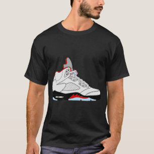 Camiseta Air Jordan V (5) Fire Red Silver Tongue