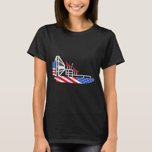 Camiseta Airboat 4 De Julho Bandeira Dos EUA Barco De Pânta