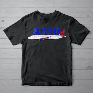 Camiseta Airbus a320 Desenho em aquarela de avião