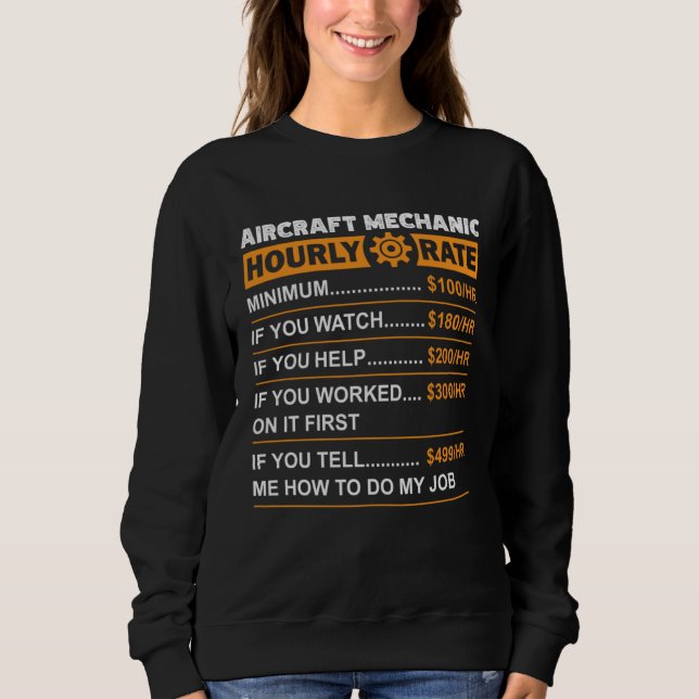 Camiseta Aircraft Mechanic Hourly Rate Labor Rates Sarcasti (Frente)