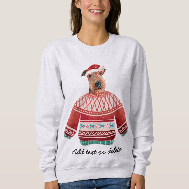 Camiseta Airedale Dog Cachorro de Natal Feio Mamãe (Frente)
