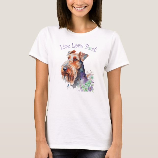 Camiseta Airedale Dog Mãe Floral (Frente)
