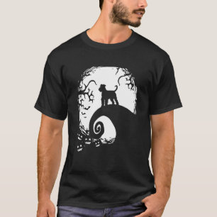 Camiseta Airedale Halloween sob a luz do luar Cão Assustado