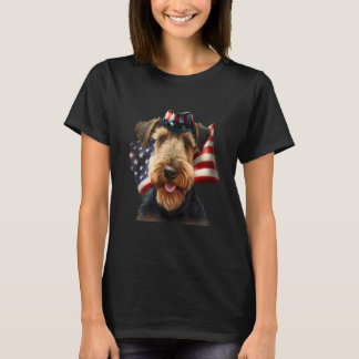 Camiseta Airedale Terrier 4th of July  Airedale Terrier Ame