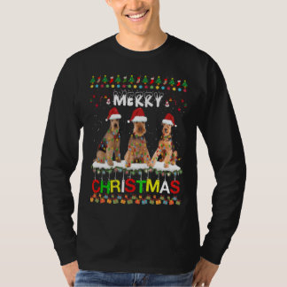 Camiseta Airedale Terrier Árvore de Natal Light Pajama Xmas