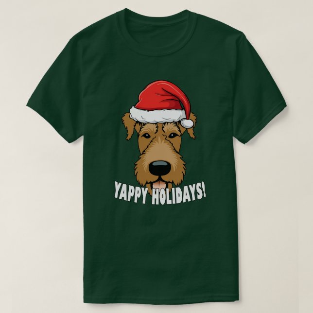 Camiseta Airedale Terrier Christmas Dog Lover Papais noeis (Frente do Design)