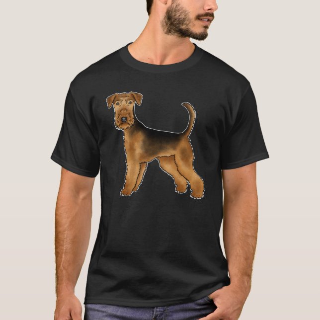 Camiseta Airedale Terrier Cute Cartoon Dog Bingley Terrier (Frente)
