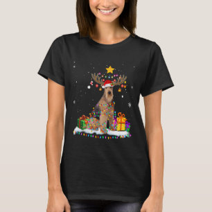 Camiseta Airedale Terrier Dog natalino Reindee Natal