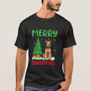 Camiseta Airedale Terrier Dog Tree Xmas Sweater Cristo Feio