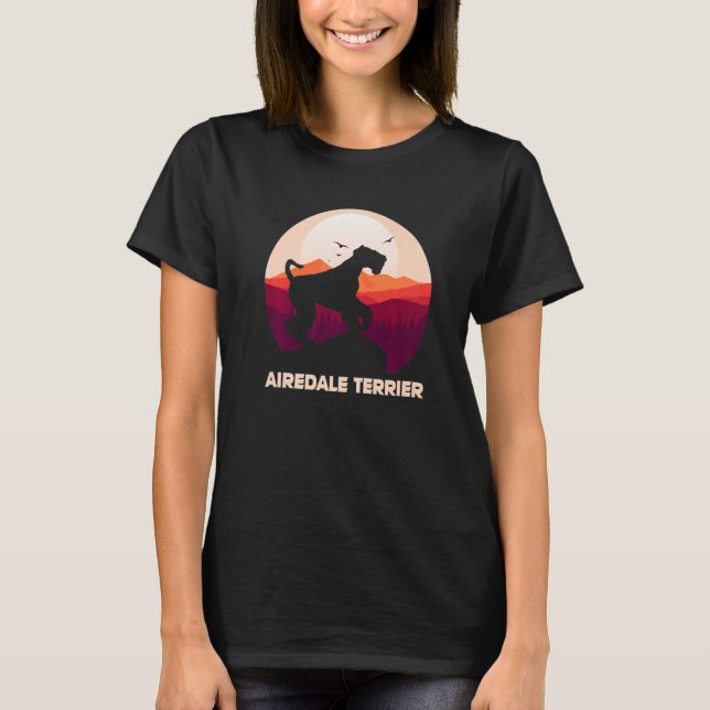 Camiseta Airedale Terrier e Lua Halloween (Frente)