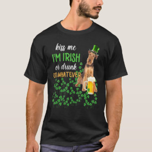Camiseta Airedale Terrier me beijou sou irlandês ou Bebado 