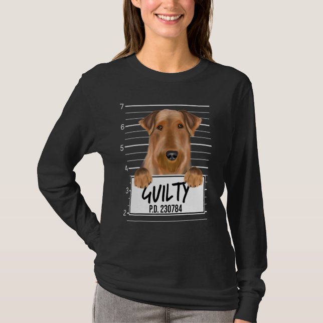 Camiseta Airedale Terrier Mugshot Guilty Dog (Frente)